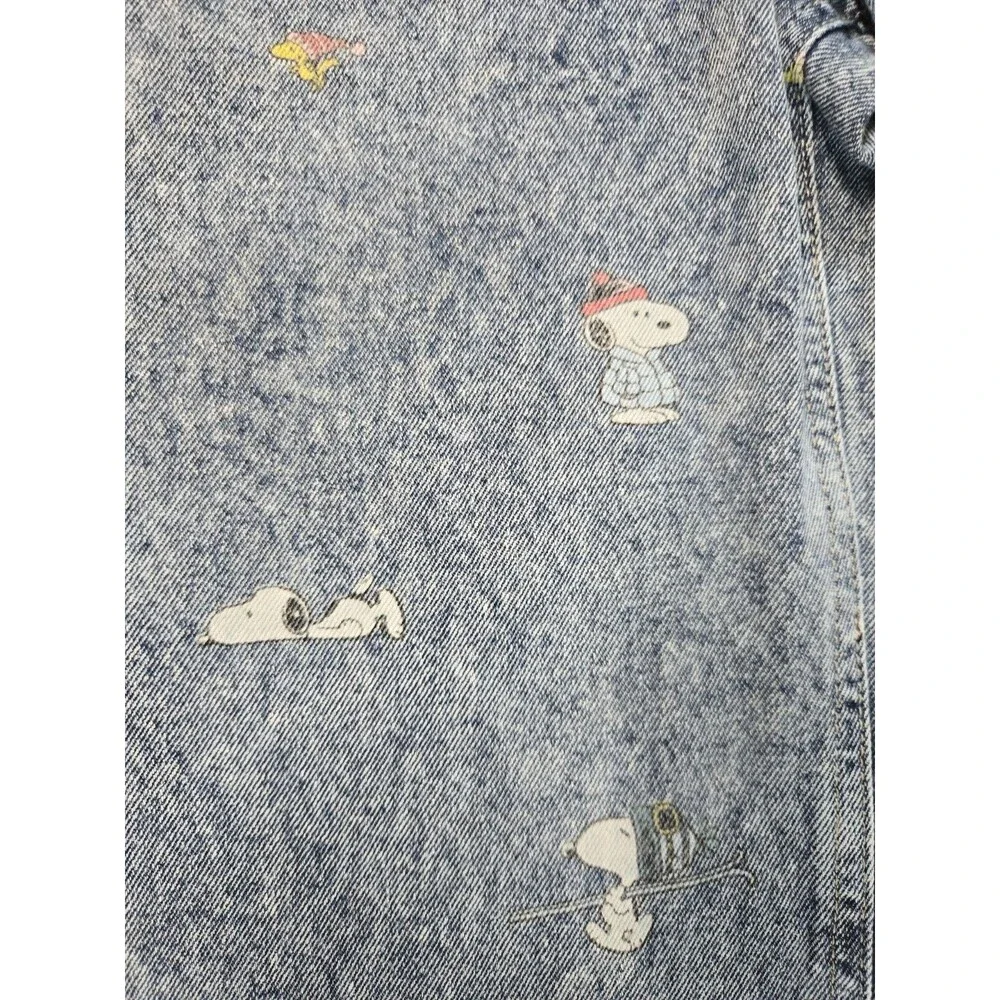 Justice Girls Peanuts Snoopy Wide Leg Acid Wash Jeans Light Blue Size 10
